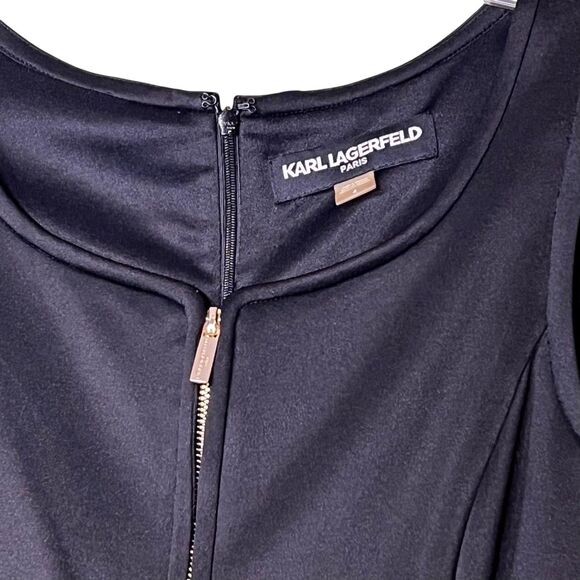 Karl Lagerfeld Paris Dress Womens 4 Sleeveless Sheath Zipper Pockets Career Work - Picture 11 of 12
